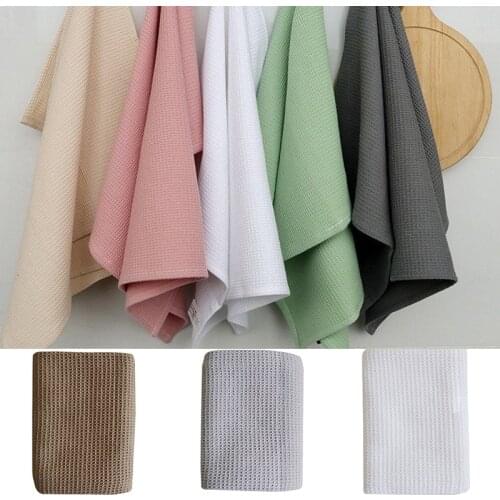 1pc Waffle Tea Towel Cotton Kitchen Towel Napkin Double Side Absorbent Dishcloth Kitchen Supplies Cleaning Cloth