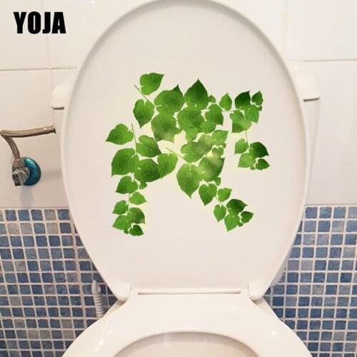 YOJ 22.1X21.2CM Fresh Plant Green Leaf WC Toilet Seat Stickers Home Living Room Wall Decoration T1-1244