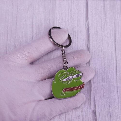 Green frog memes key ring sad frog meme keychain