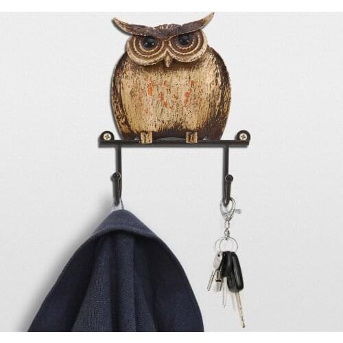 Iron Wall Hook Rustic Vintage Coat Hat key holder Hook Wall Mounted Hanger for kitchen Wall Housekeeper Owl Metal Sculpture