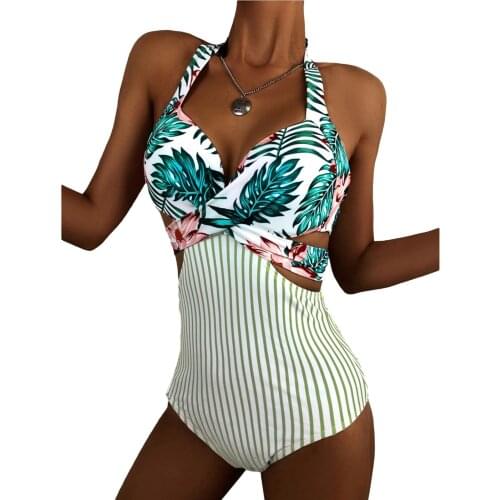 Women One-piece Swimsuit Beachwear Adults Color Block / Stripe Print / Solid Color Swimwear with Chest Pad