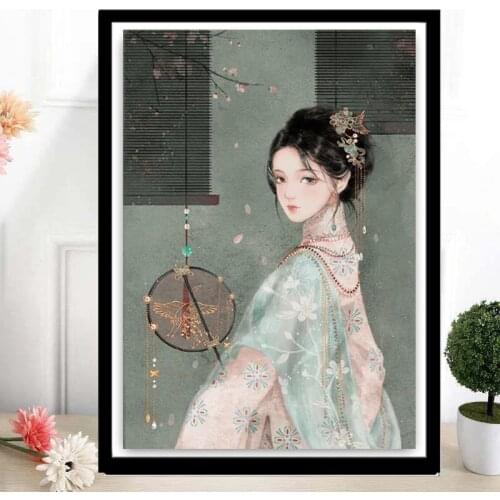 Zozack Needlework,11CT DIY Printed Cartoon Ancient Beauties Cross Stitch Sets for Embroidery Cross-Stitch Kit Home Wall Decor