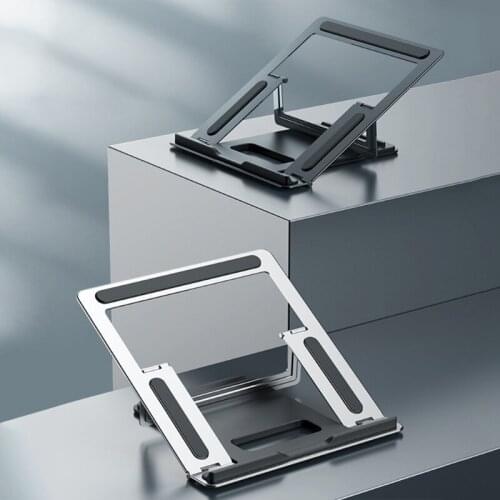 1Pc Laptop Stand Portable Folding 4-Speed Adjustable Ultra-Thin One-Piece Stand (Silver/White) Computer Stand Riser Adjustable