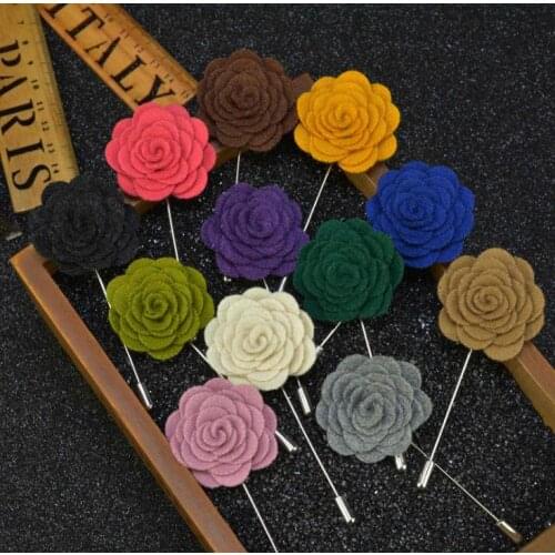 100pcs Men & Women 3D Rose Flower Brooch for Suits Winter Coat Collar For Wedding Party Faovr Gift Jewelry Decoration SN2139