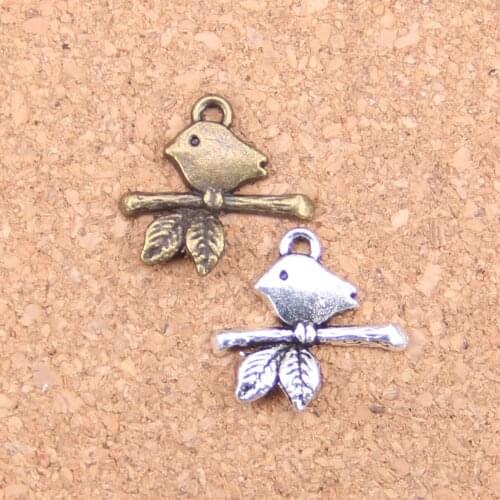 30pcs Charms bird standing branch 17x16mm Antique Pendants,Vintage Tibetan Silver Jewelry,DIY for bracelet necklace