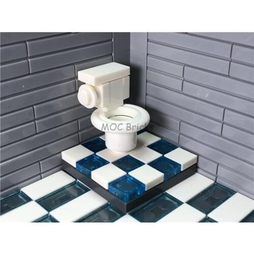 2sets//lot MOC Bricks DIY Furniture Simple Toilet Bowl Washroom WC Pedestal pan Dolls Building blocks toys for children gifts