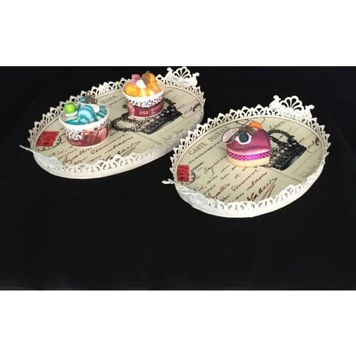 2pcs/set Vintage Beige Food Cake Stands Tray Baking Cooking Tools Wedding Table Home Party Supplies Cake Cupcake Dessert Plates