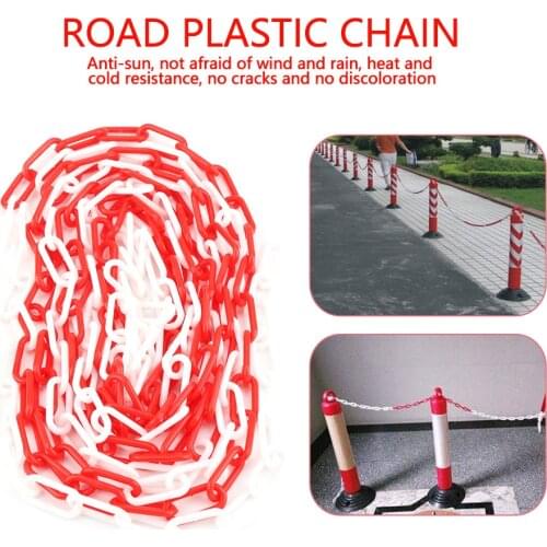 5m Plastic Warning Chain Road Warning Block Barrier for Traffic Crowd Parking Control Hardware Home Improvement