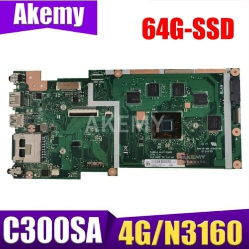 90NB0BL0-R02400 For ASUS C300SA C300S motherboard Laptop REV2.0 C300SA Main Board W/ 4G RAM N3160 4-Cores CPU 64G-SSD