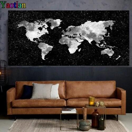Full Drill Diamond Painting Modern Creative Abstract World Map Cross Stitch 5d Diy Diamond Embroidery Mosaic Diamond Inlaid