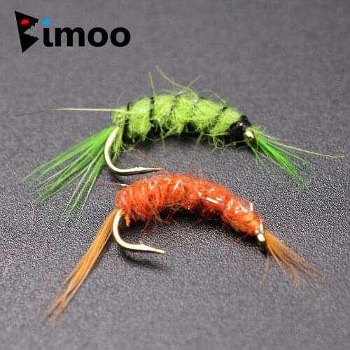 Bimoo 10PCS #14 Scud Cray Orange / Green Big Tailwater Trout Fishing Shrimp Buffet Fly Fishing Bait