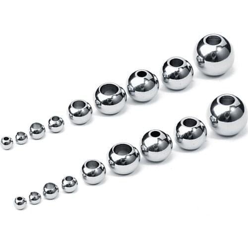 50pcs 3-10mm Stainless Steel Beads for Jewelry Making Loose Spacer Beads Ball Big Hole Beads For Bracelets Jewelry Making DIY