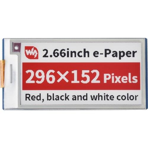 2.66inch E-Paper E-Ink Display Module (B) for Raspberry Pi Pico, 296×152, Red / Black / White, SPI