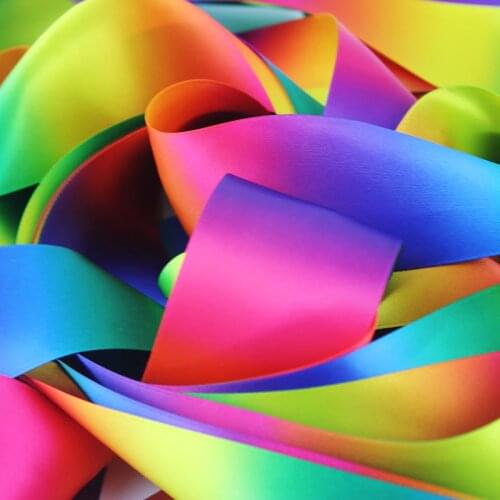 50mm double faced colorful rainbow webbing hot transfer satin ribbon decorative tape 10 yards
