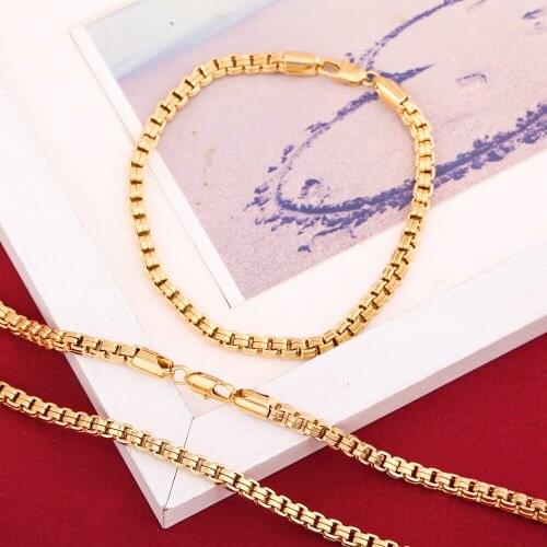 Ethiopian Men Jewelry Set Fashion Egypt Bracelet Necklace Sets 4mm Width Jewellery For New Womans Mans