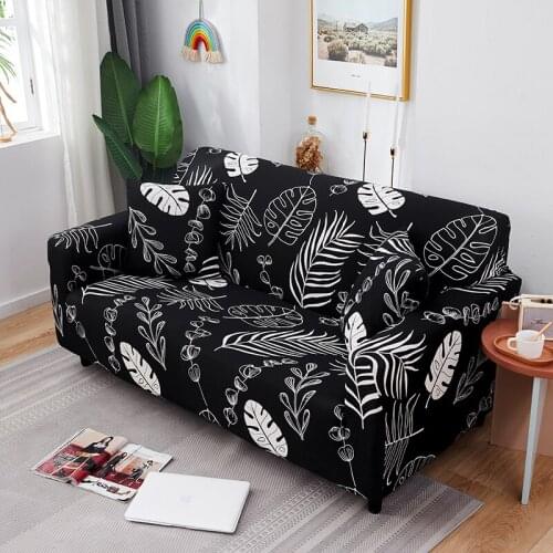 Black Flower Elegant Elastic Modern Sofa Chaise Cover Lounge Living Room Design Armchair Fundas Sofas Con Lounger Extensible