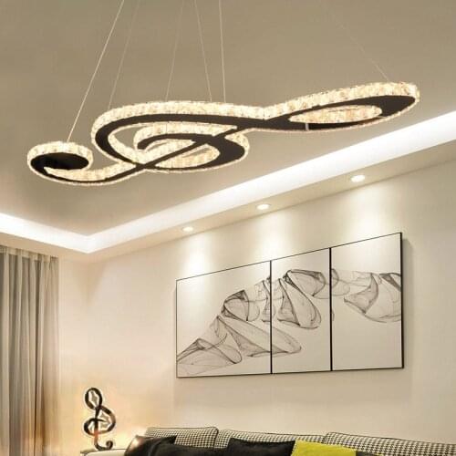 Music Symbol Crystal LED Chandelier Living room dining room bedroom study lamp Commercial establishments chandeliers