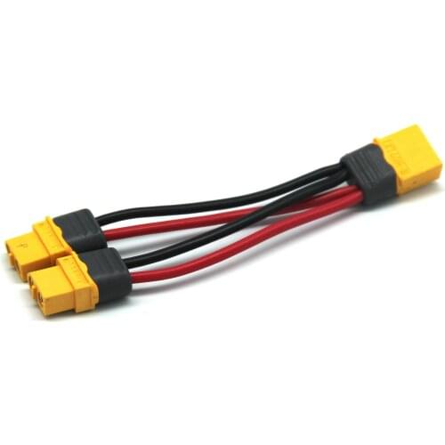 XT60 Parallel Battery Connector Cable Dual Extension Y Splitter Silicone Wire Battery XT60 Harness for 2 Packs in Parallel