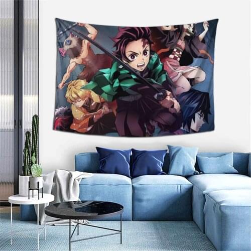 Team Bedroom Tapestry Demon Slayer Kimetsu no Yaiba Anime Background Hanging Covering Wall Arts Decor Ornaments Beach Mat