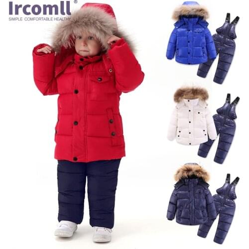 Ircomll Hight Quality Winter Child Clothing Sets Thick Cotton Down Kid Outwear Windproof Children Clothes Snow Wear ToddleSki Su