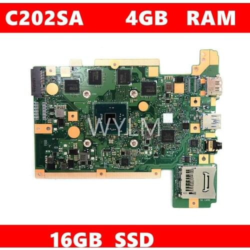 C202SA 4GB RAM 16G SSD Motherboard For ASUS C202 C202S C202SA Laptop Motherboard C202SA Mainboard REV 2.0 Test OK