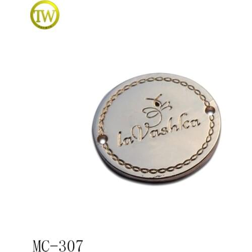 MC307 Garment round metal Logo label Metal Name Tags for swimwear