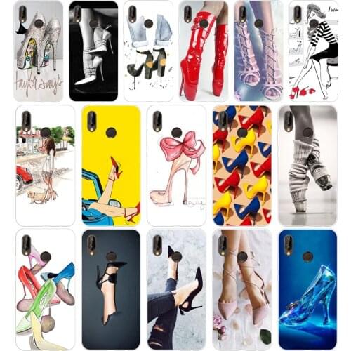 215H heels heeled shoes ballerina Soft Silicone Tpu Cover Case for huawei p 20 lite pro y6 2017 mate 10 lite