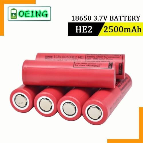 NEWEST 100% Original 18650 HE2 3.7V Battery 2500mAh 20A Rechargeable battery HE2 18650 HE2 battery power tools + Free Shipping