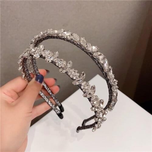 Baroque Wedding Women Crystal Hairband Bezel Simple Hair Accessories Shining Hair Hoop Female Hair Band Headbands for Women