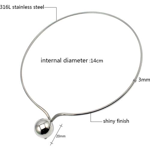 Women Collar Choker Necklace Circle Metal Pendants Ball Statement Necklaces Silver Color Collier jewelry