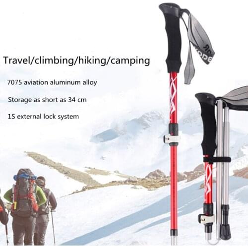 2 pieces of 110-125 cm walking sticks, aluminum trekking poles, 5-section folding telescopic walking sticks, shock-proof walking