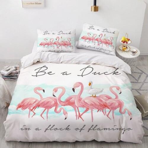 Simple Bedding Sets 3D Flamingo Duvet Quilt Cover Set Comforter Bed Linen Pillowcase King Queen Full Double Home Texitle