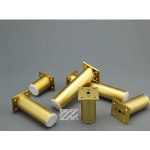 4Pcs Sanding Gold Round Dia.38mm Aluminum Alloy Adjustable Leveling Feet Leg Furniture TV Cabinet Cupbaord Sofa Couch Bed