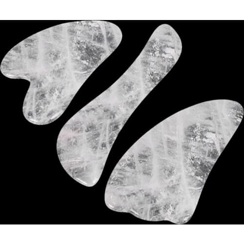 White Crystal Gouache Scraper Natural Rock Quartz Stone Guasha Set Neck Body Facial Massager Wrinkle Remover Beauty Tools
