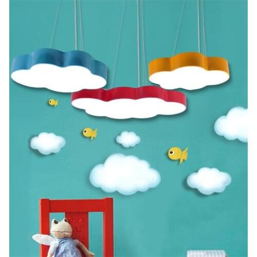 Modern Cartoon Creative Lovely Clouds Design 3 Colors Iron Acrylic Led Pendant Light for Childrens Room Bedroom S/M/L 1410