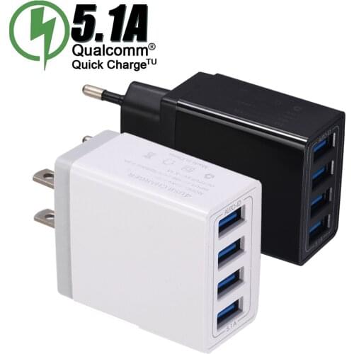 Universal 4 USB Travel Mobile Phone Charger Adapter for Samsung 5V 5.1A Smart Charging Head Smart Phone USB Fast charger