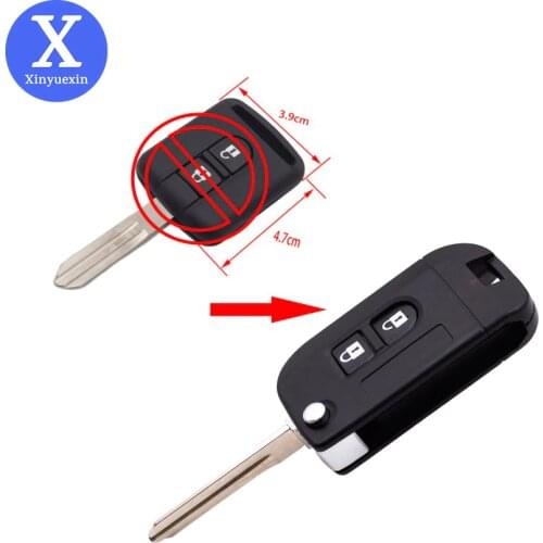 XINYUEXIN Modified FLip Remote Key Shell Fit For Nissan Micra QASHQAI Car Key Replacement Folding Shell 2Buttons Uncut Blade