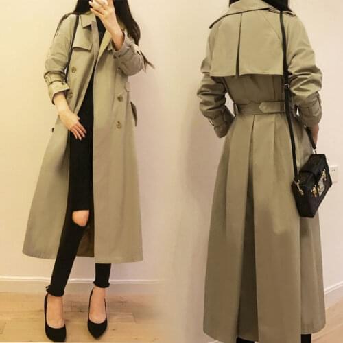 Women 2020 Spring Autumn Casual Double breasted Windbreaker Female Chic Long Trench Coat Ladies Fashion Outwear With Belt Z24