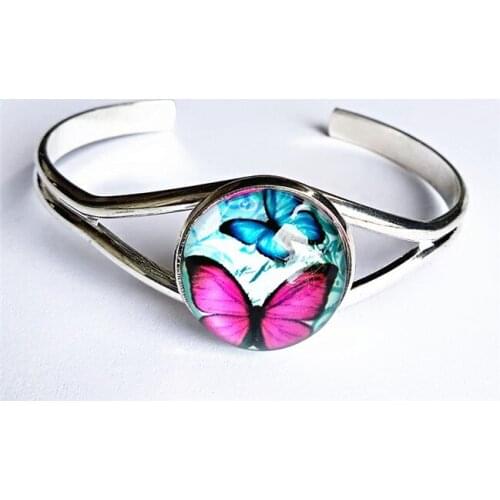 1PC Cartoon animals,Bule pink purple butterflies glass bracelets Bangle best gift