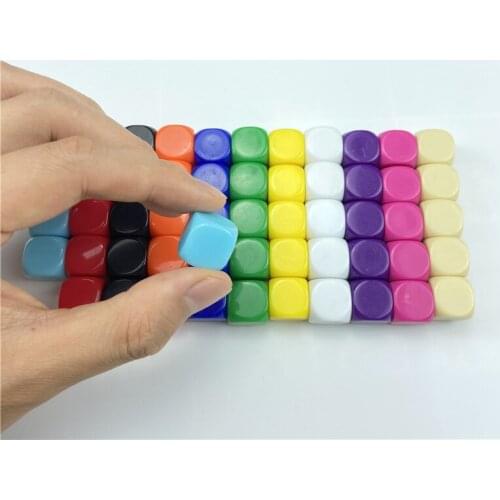 100/200Pcs/Lot 16mm Dice Rounded Corner Boardgame Acrylic Hexahedron Blank Dice Write Color Free Creativity Interesting DIY Dice