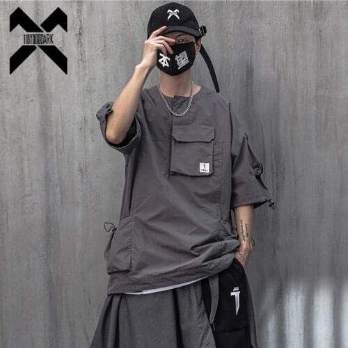 11 BYBBS DARK 2021 Hip Hop T Shirt Men Summer Multi Pockets Oversize Tshirts Streetwear Functional Harajuku T-Shirt WB122