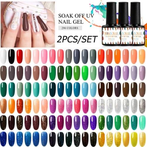 2pcs Glitter UV Gel Nail Polish Set Holographic Sequins Soak Off UV Led Nail Art Varnish Semi Permanent Shine Nail Gel Kits