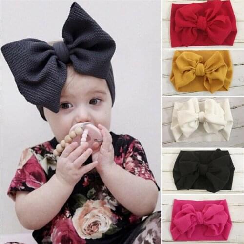 2020 Baby Accessories Cotton Headwear Headband Infant Baby Girl Cute Bow Newborn Solid Headwear Headdress Elastic Hair Band