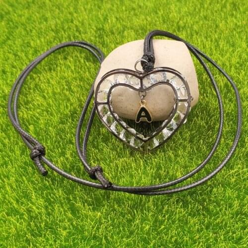 26 Letters Heart Love A-Z Design Gun Black Necklace Pendant Enamel Adjustable Rope Men Valentines Day Lover Gift AG027-052