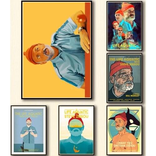 27 Designs Wes Anderson Movie The Life Aquatic with Steve Zissou Whitepaper Poster Wall Sticker for Coffee House Bar