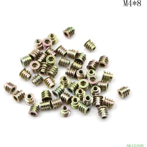 50pcs Zinc Alloy Furniture Hex socket Drive Head Nut Threaded for Wood Insert Nuts M4*8/10/M5*10/8/13/M6*10/13