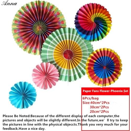 6pcs/lot Colorful Cheap Paper Fans For Wedding Tissue Paper Fans Flowers Birthday Party Holiday Supplies Wedding Favors