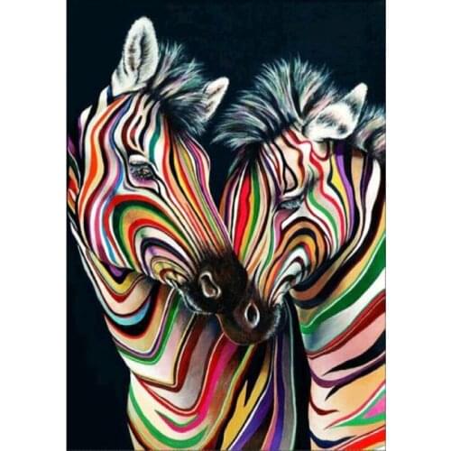 New 5D DIY Diamond Embroidery Animal Color Striped Zebra Diamond Painting Cross Stitch Round Drill Mosaic Decoration