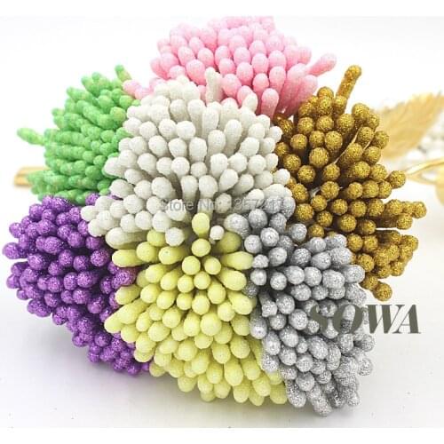 Free Shipping Size 5mm 800pcs/Lot Xmas Multi Color Single Head Iron Wire Pearl Stamen For Christmas Flower Wedding Decoration