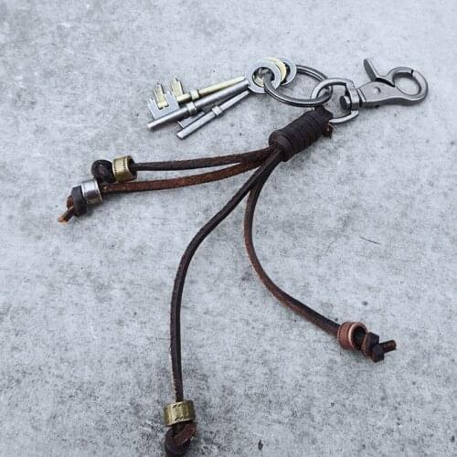 Handmade Mens Black Quality Leather Strap Diy Car Keychain Keyring For Key Holder Canada Bag Charm Gift Ideas Wholesale Online